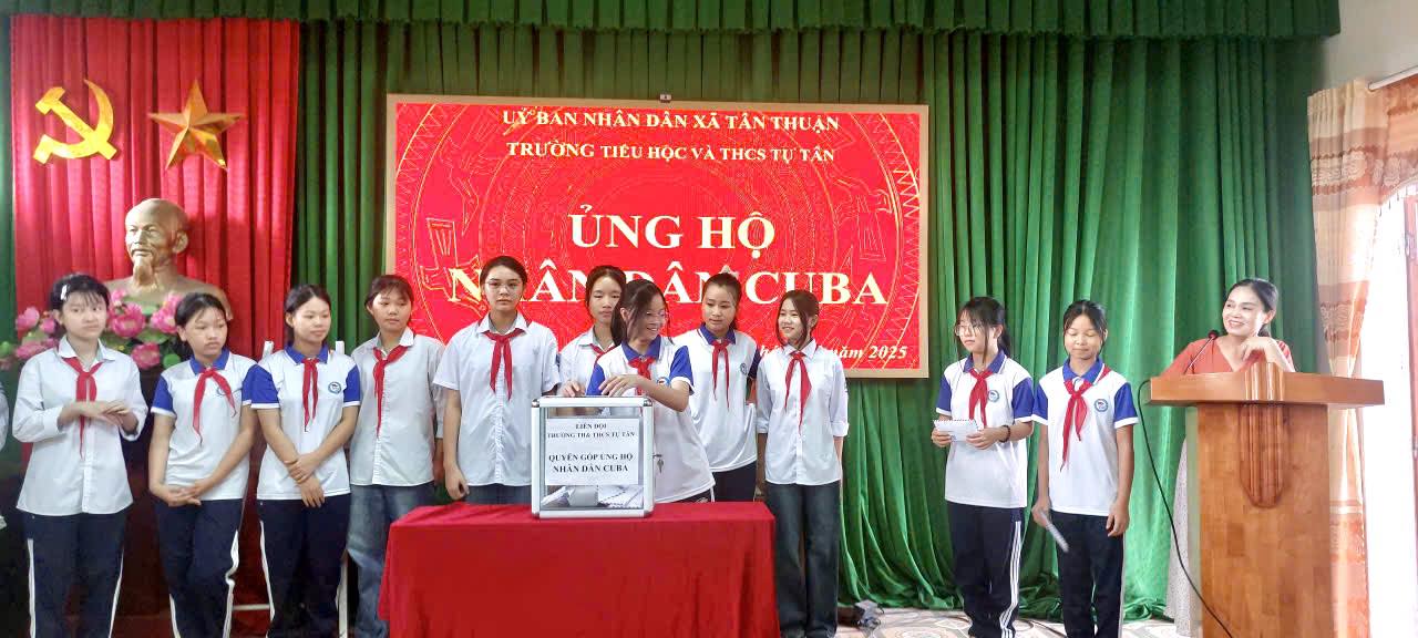 Các trường học trên địa bàn xã Tân Thuận chung tay ủng hộ nhân dân Cuba
