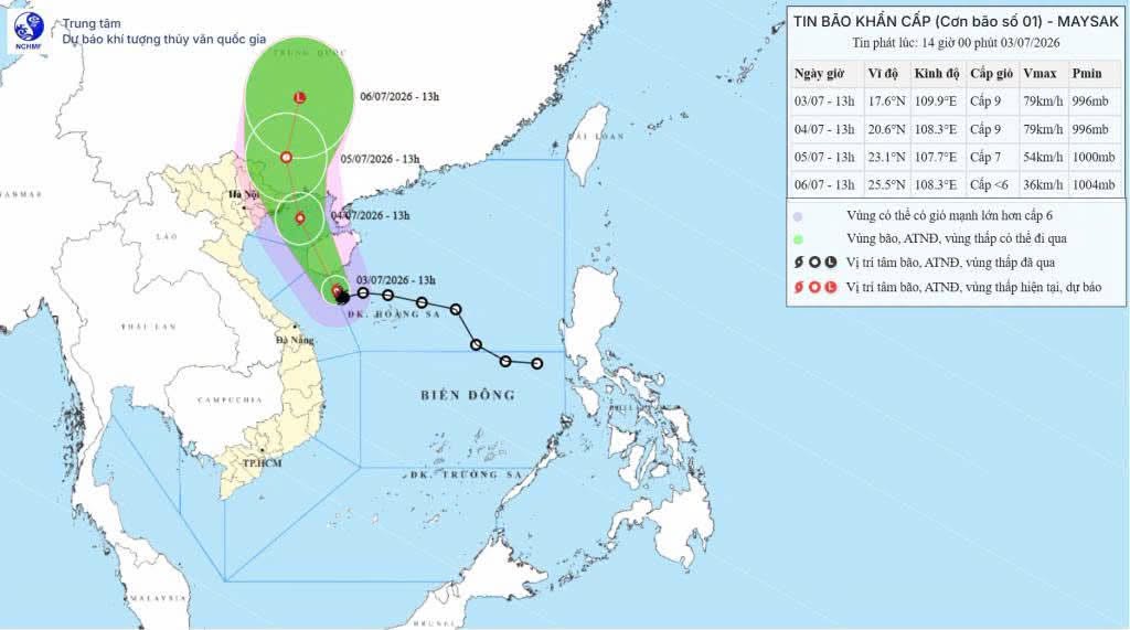   Tin bão khẩn cấp (cơn bão số 1)