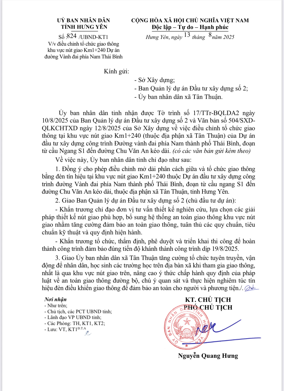 Chính thức lắp đặt đèn tín hiệu giao thông tại nút giao khu vực thôn Phú Lễ Thượng với đường vành đai phía Nam